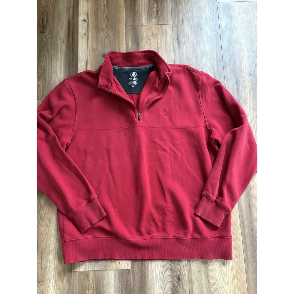 Izod Men's Sz XL Red Quarterzip Pullover‎ Shirt Red